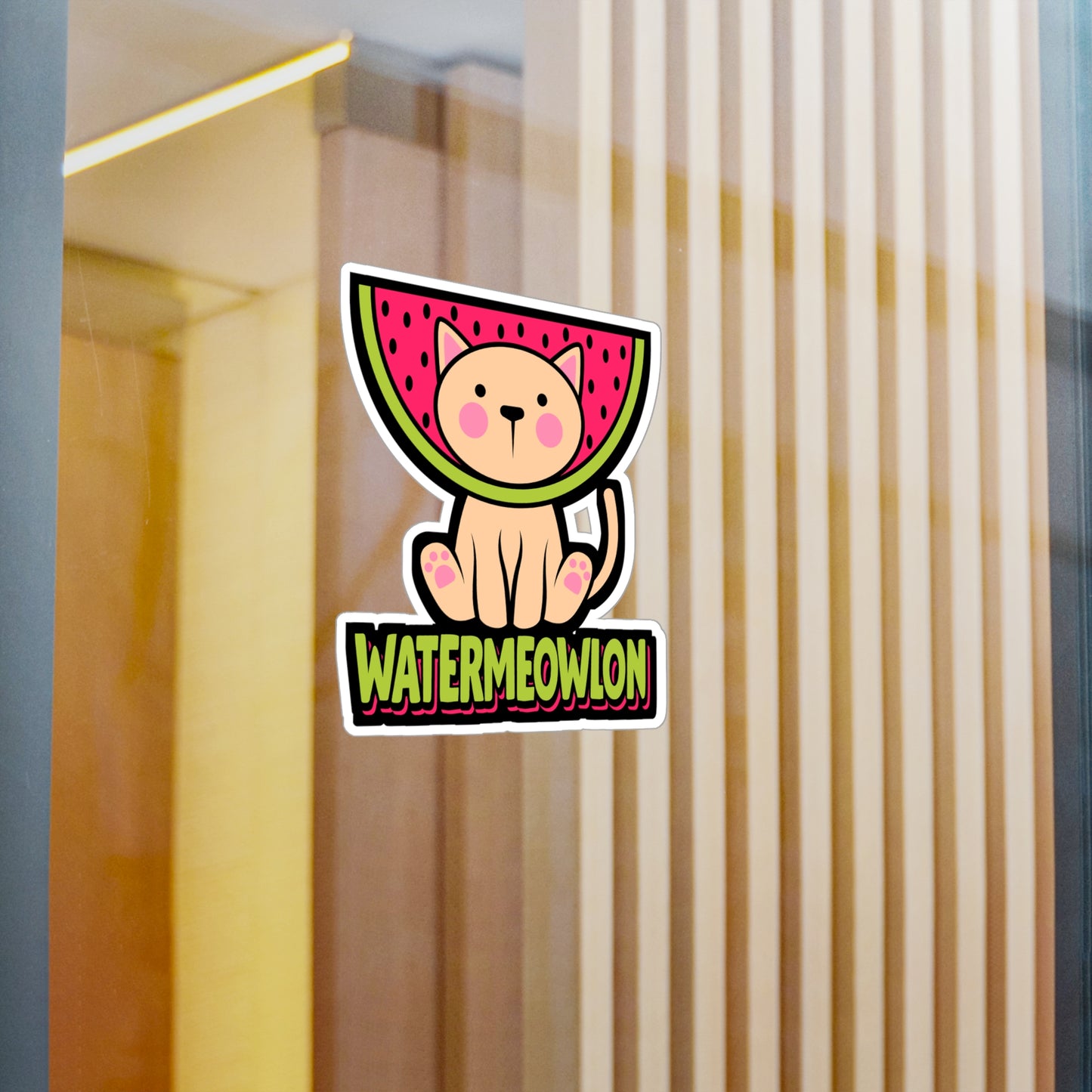 Watermelon cat - Cat Sticker for Car Window Laptop Sticker. Water Bottle Sticker, Vinyl Watermelon Decal, Fruit Sticker - Cat Gift