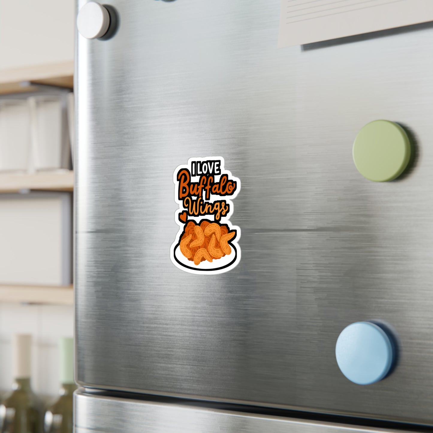I Love Buffalo Wings - Chicken-wings Sticker for Laptop Sticker. Water Bottle Sticker, Vinyl Buffalo Decal - Chicken-wings Gift