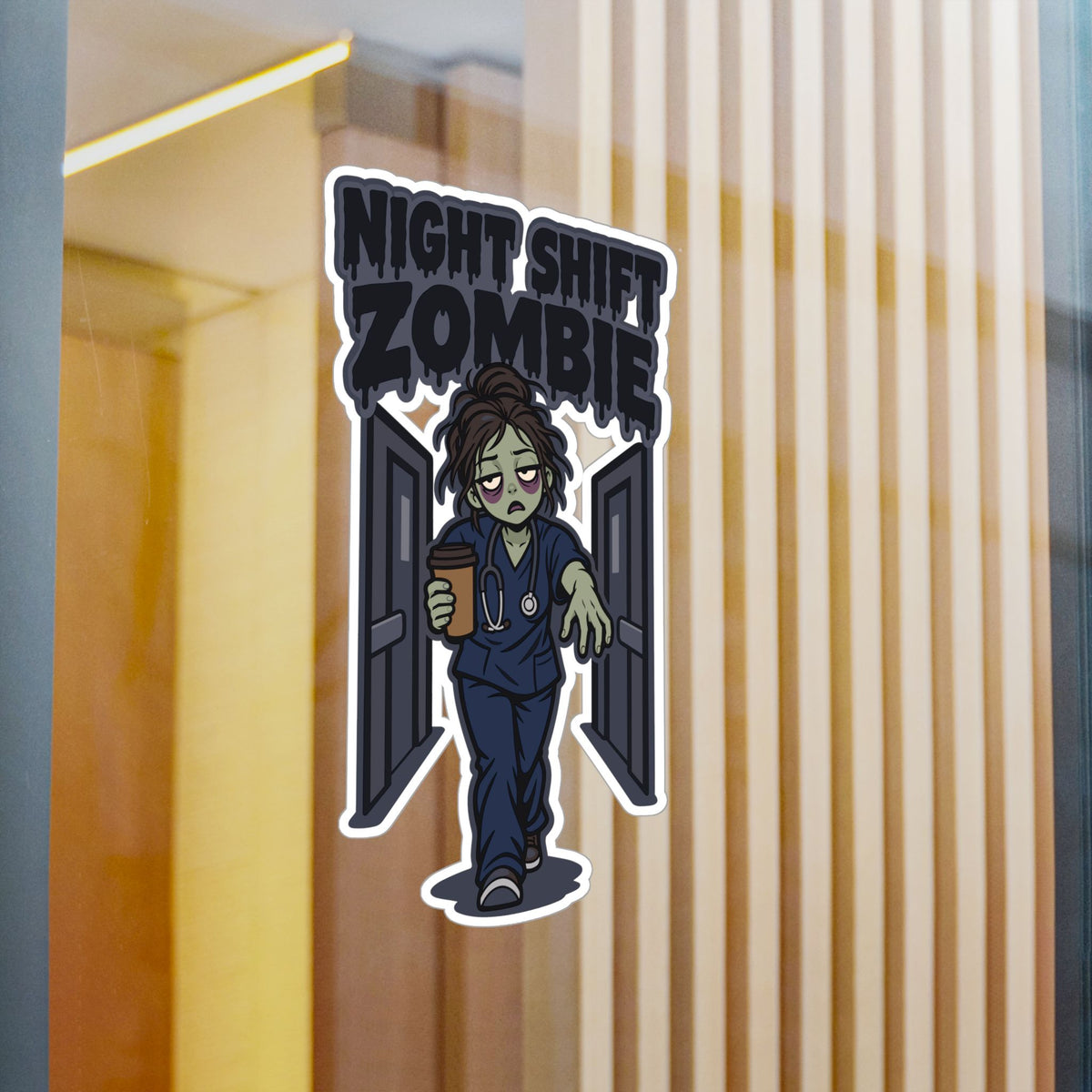 Nurse Sticker Night Shift Zombie Decals for Laptop and Water Bottle, Waterproof Vinyl Nursing Student Gift