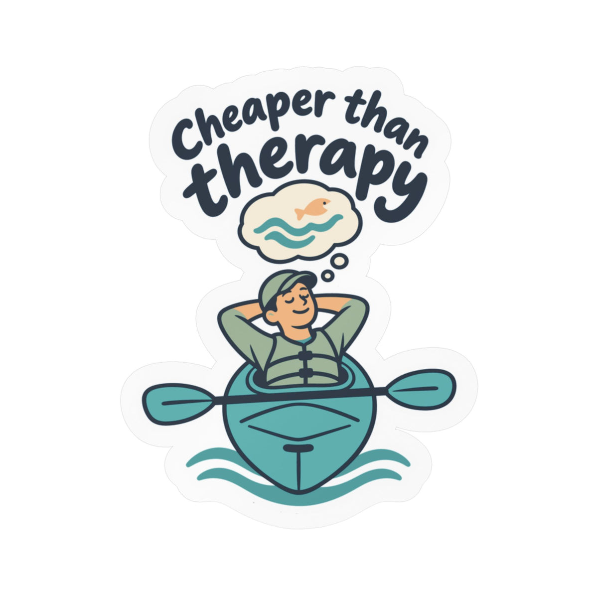 Kayak Sticker Cheaper than Therapy - Funny Kayaking and Rowing Decals for Laptops and Water Bottles, Kayaker Gift