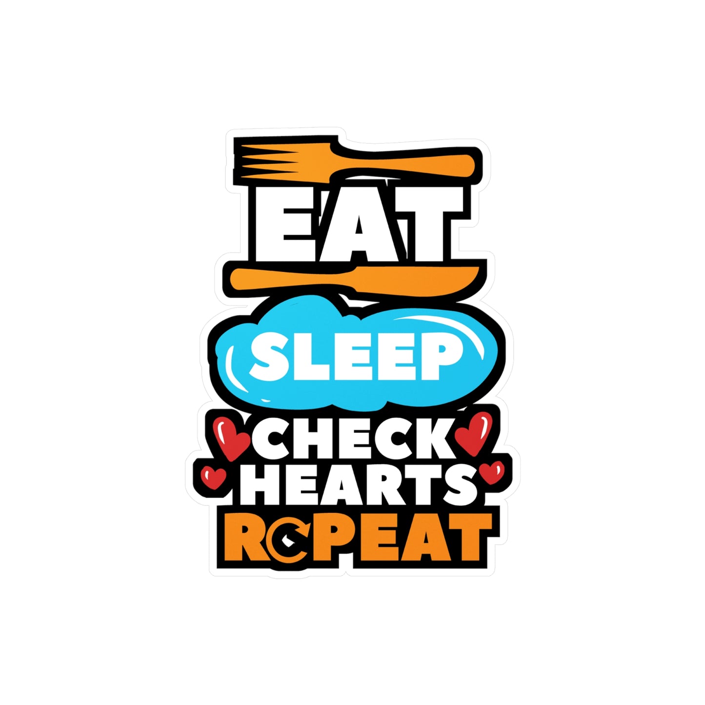 Eat Sleep Check Hearts Repeat Cardiac Nurse - Cardiac nurse Sticker for Laptop Sticker. Water Bottle Sticker, Vinyl Cath-lab Decal - Cardiac nurse Gift