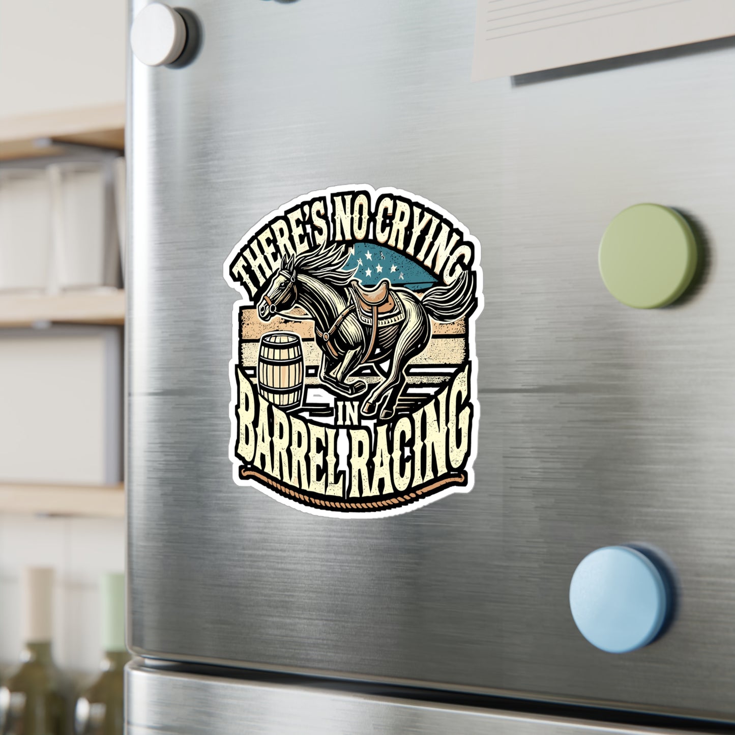There's No Crying In Barrel Racing - Barrel racing Sticker for Laptop Sticker. Water Bottle Sticker, Vinyl Rodeo Decal - Barrel racing Gift