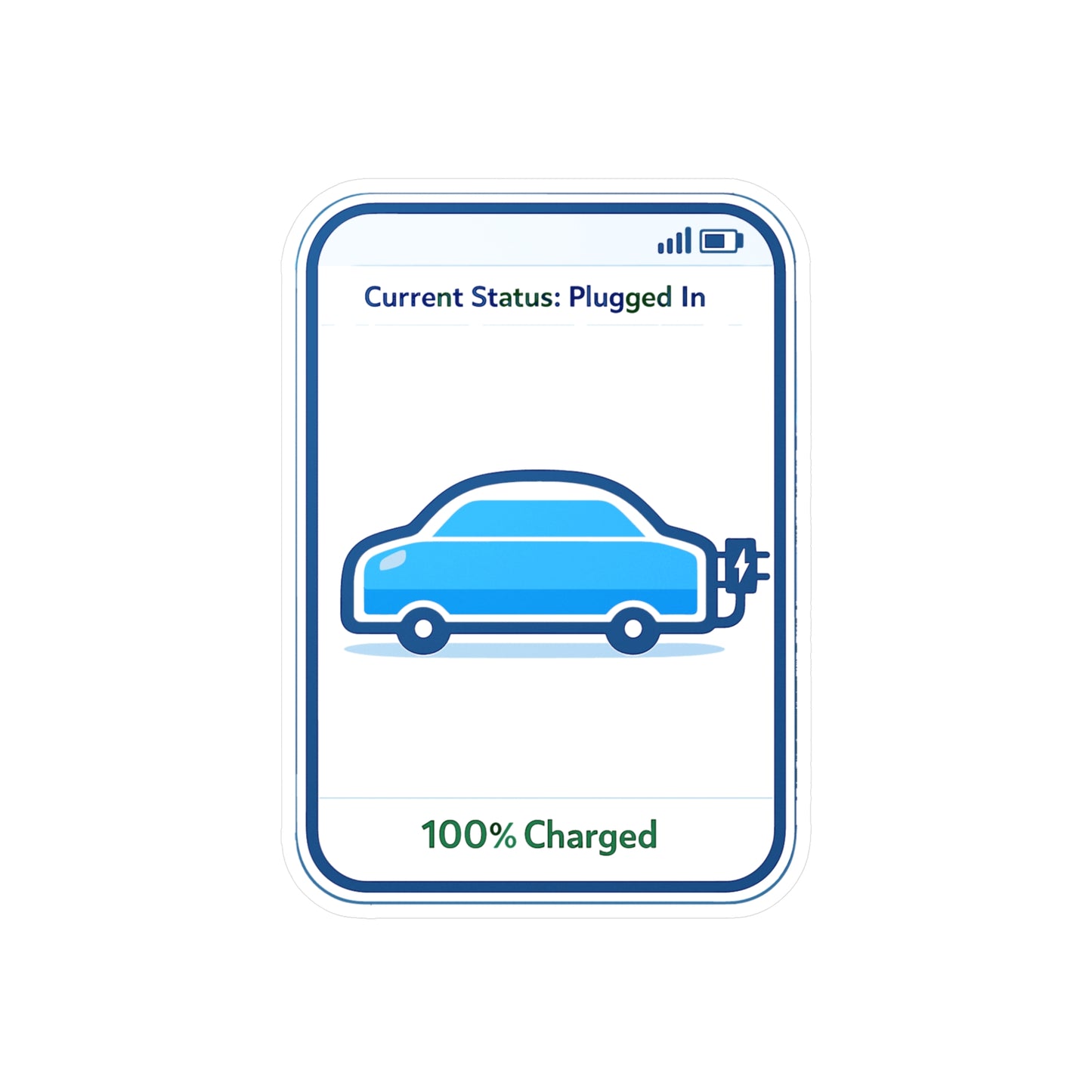 Electric Car Sticker "Current Status: Plugged In" – Waterproof Vinyl decals for Laptop, Water Bottle, Electric Vehicle Rechargeable Battery