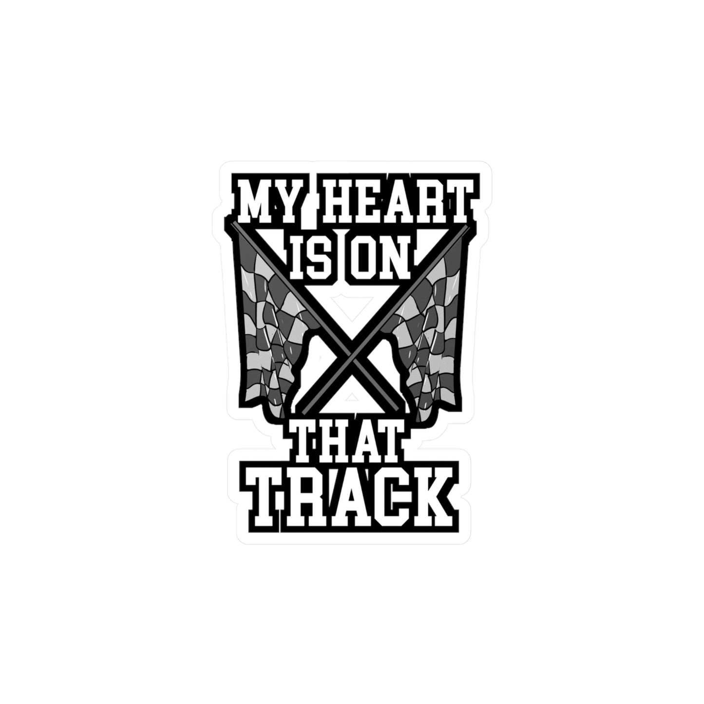 My Heart Is On That Track - Cone Sticker for Laptop Sticker. Water Bottle Sticker, Vinyl Car-racing Decal - Cone Gift