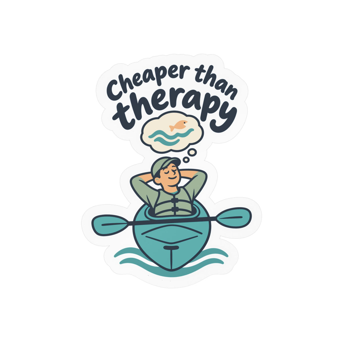 Kayak Sticker Cheaper than Therapy - Funny Kayaking and Rowing Decals for Laptops and Water Bottles, Kayaker Gift