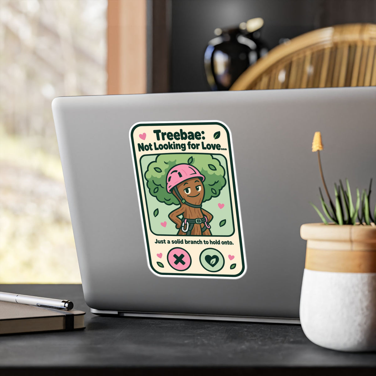 Tree Sticker - Treebae: Not Looking for Love, Funny Tree Worker and Branch Manager Decals for Laptop or Water Bottle