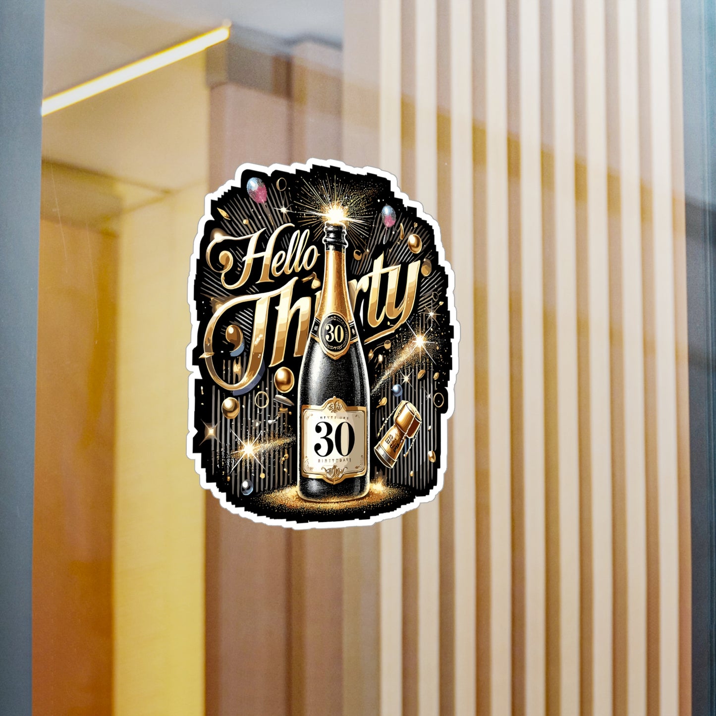 Hello Thirty - 30th birthday Sticker for Laptop Sticker. Water Bottle Sticker, Vinyl Milestone Decal - 30th birthday Gift