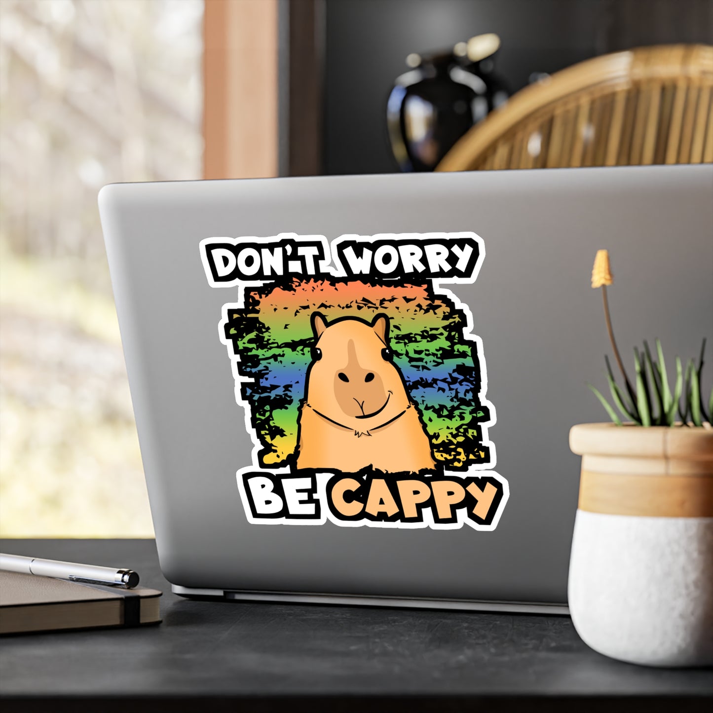 Don't Worry Be Cappy | Capybara Sticker | Capy Decals | Rodent Laptop Sticker | Capybara Gift | Capy Gift