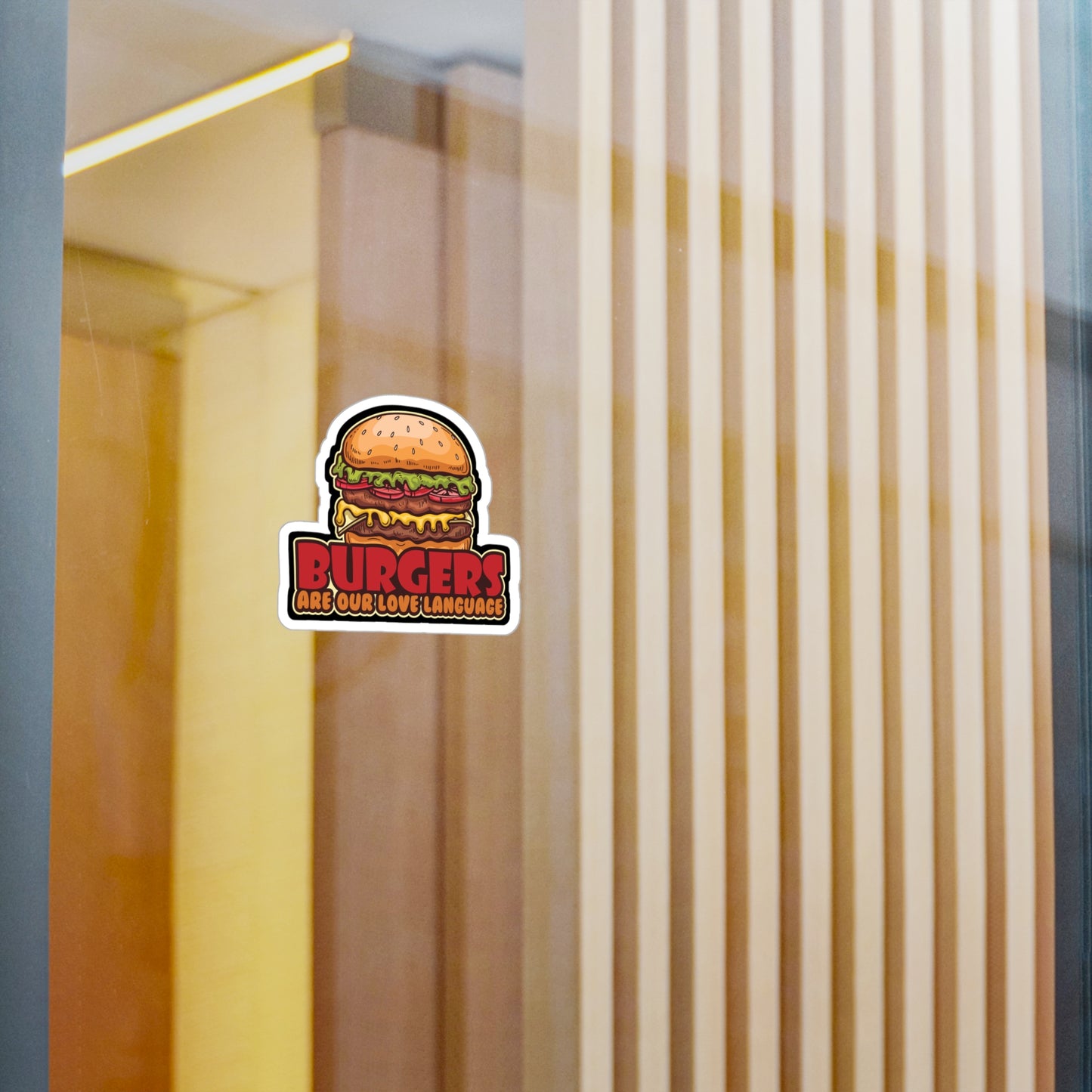 Burgers Are Our Love Language - Fastfood Sticker for Laptop Sticker. Water Bottle Sticker, Vinyl Fast food Decal - Fastfood Gift