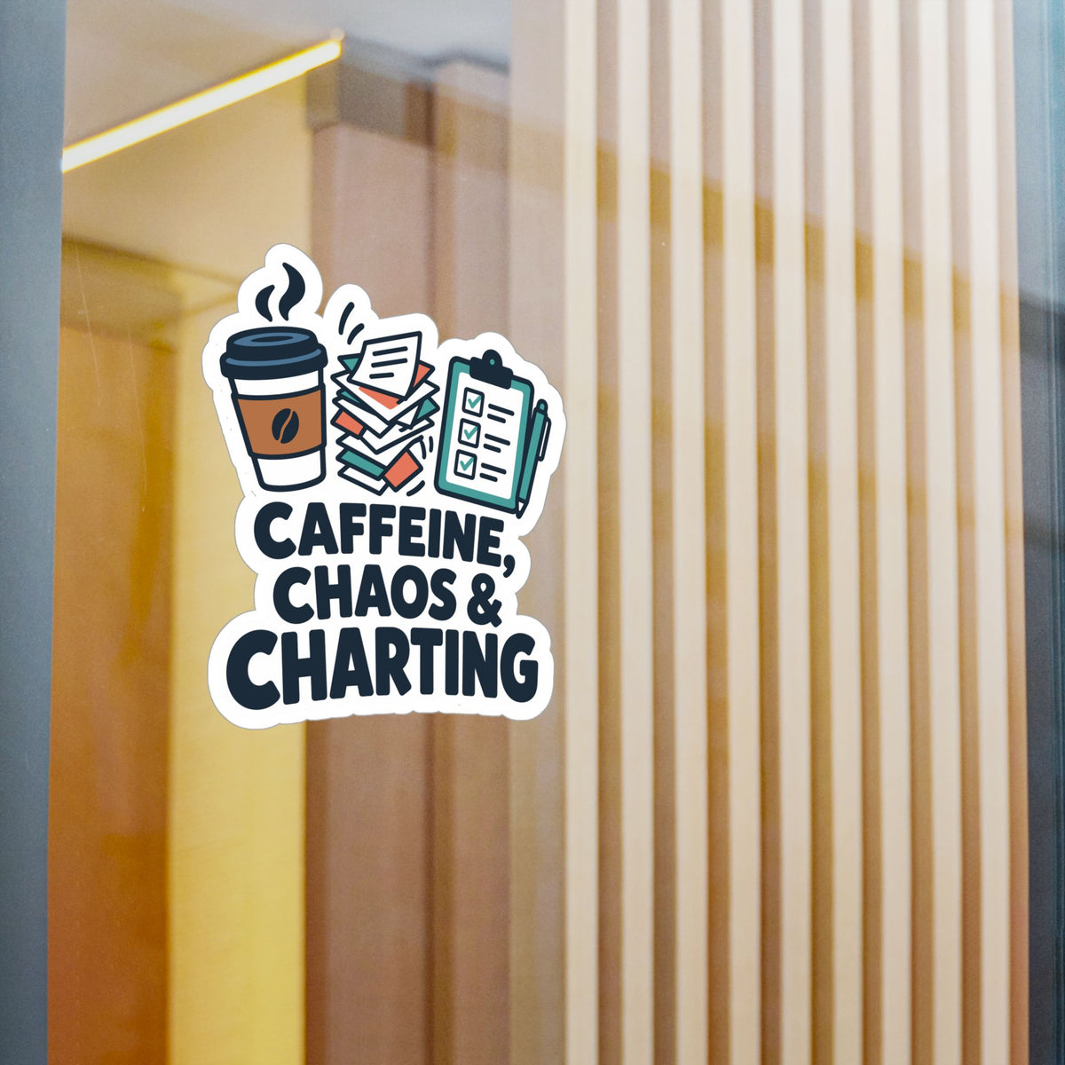 Nurse Sticker Caffeine, Chaos & Charting Decals for Laptop or Water Bottle, Waterproof Vinyl Nursing Student Gift