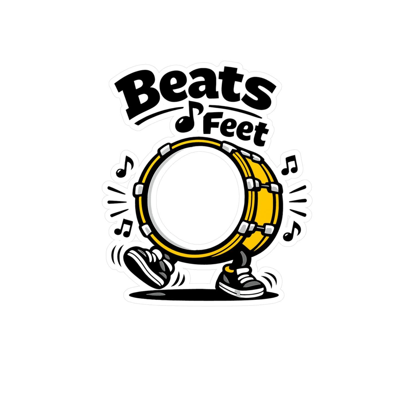 Marching Band Sticker "Beats & Feet" Waterproof Vinyl Sticker Decals for Laptop Water Bottle, Drummer Band Director Mellophone Gift