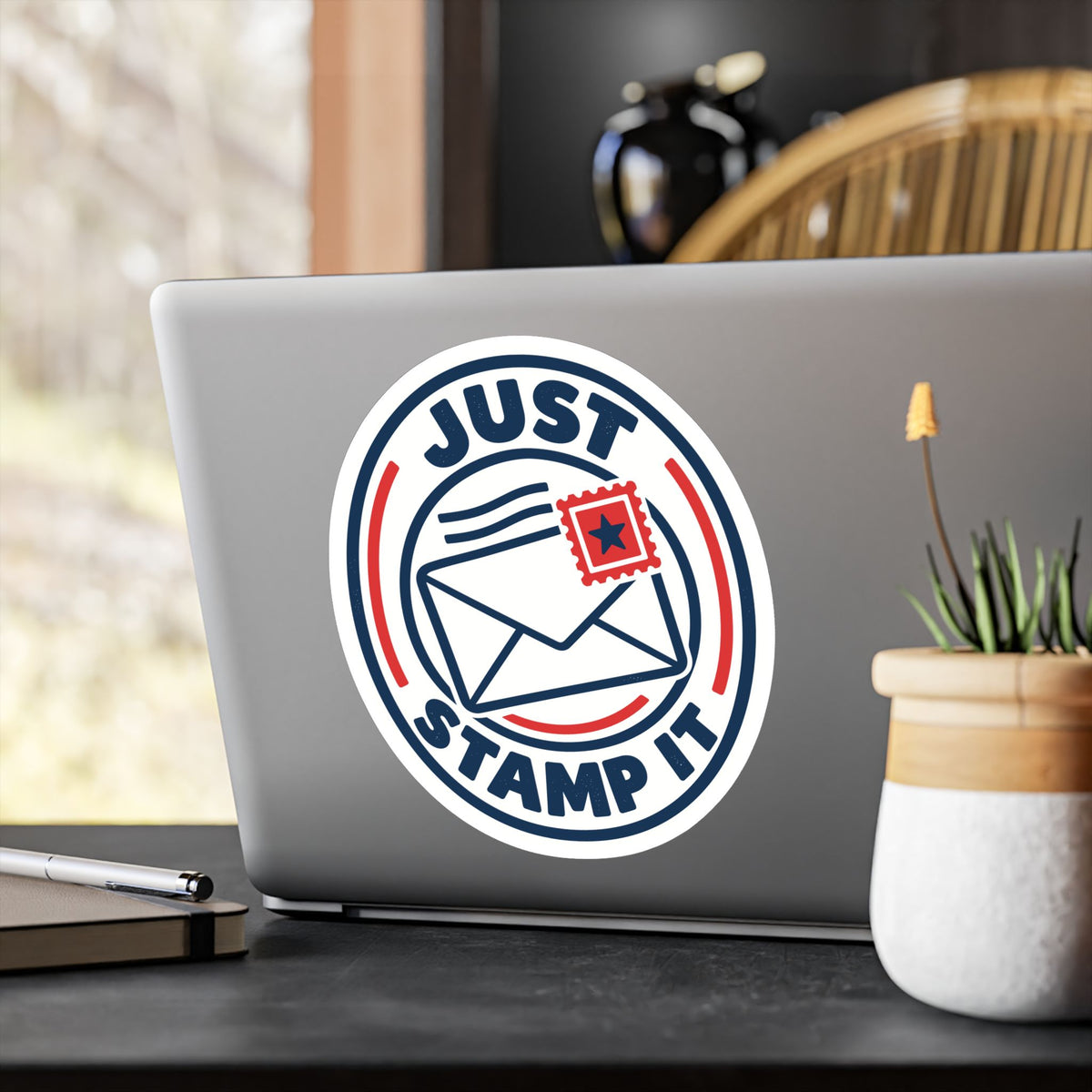 Postal Worker Sticker, Just Stamp It Mail Carrier Decals for Rural Mailbox, Laptop & Water Bottle, Waterproof Vinyl