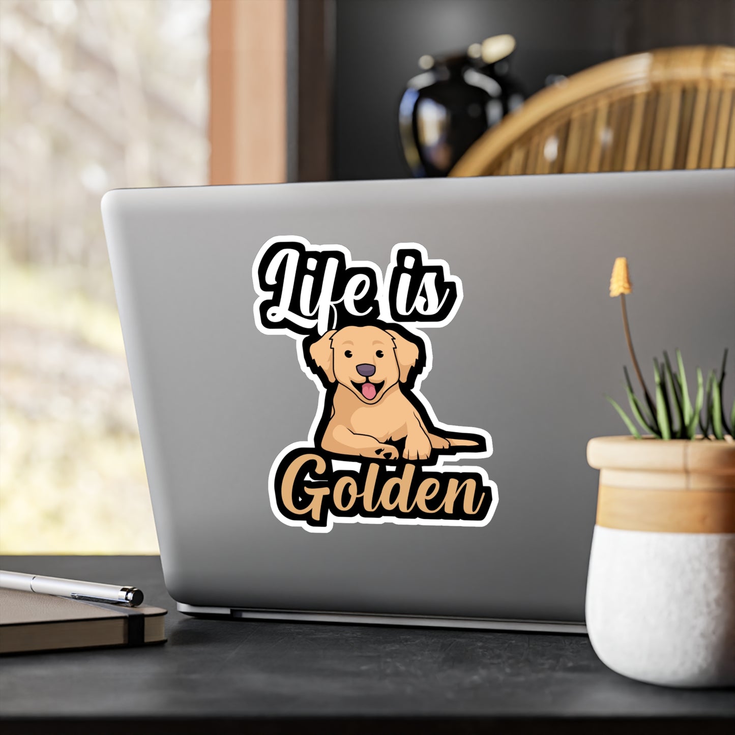 Life is golden - Golden retriever Sticker for Wall, Laptop, Window, Truck, Car Golden retriever Gift Vinyl Goldens Decal Sticker