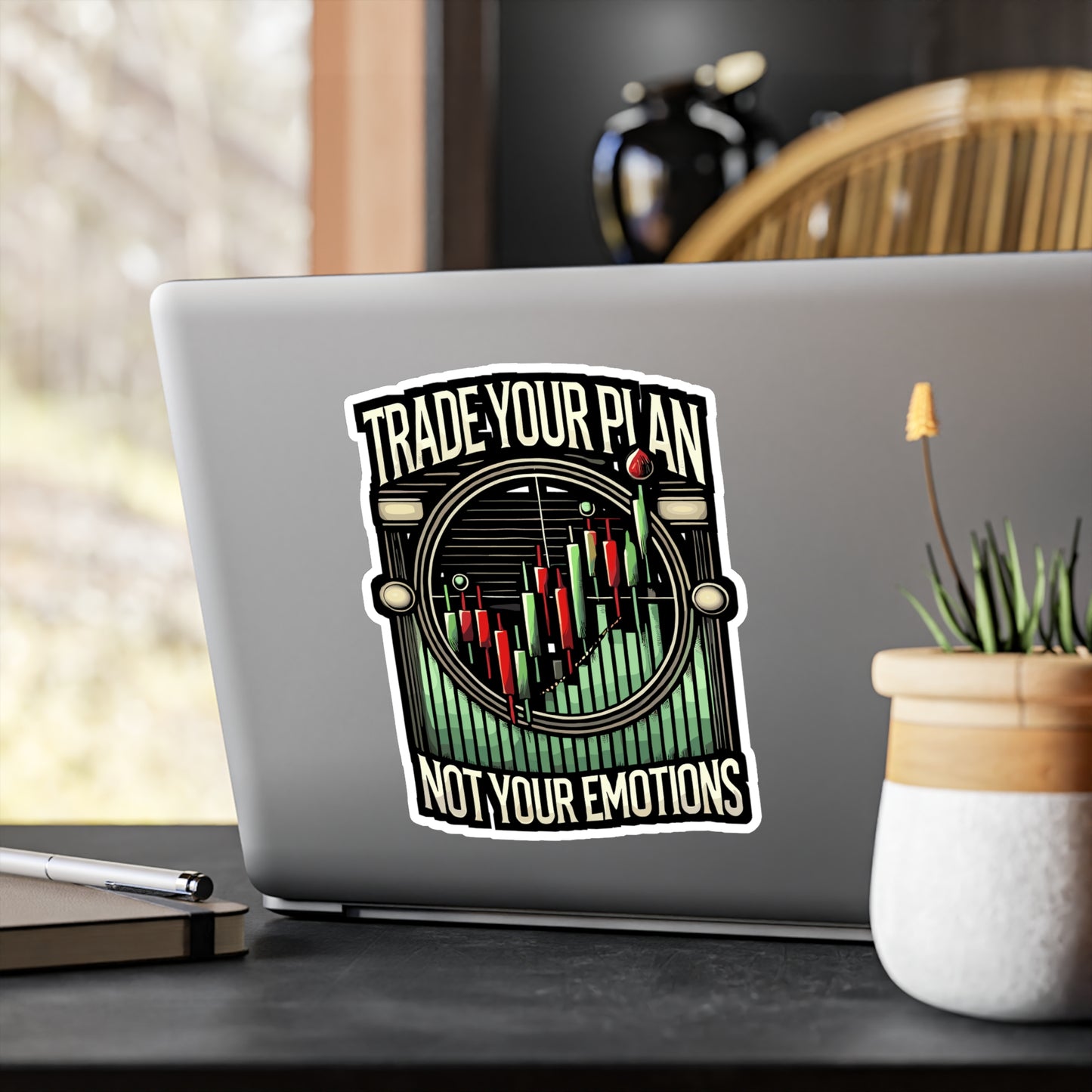 Trade Your Plan Not Your Emotions - Day trader Sticker for Laptop Sticker. Water Bottle Sticker, Vinyl Trading Decal - Day trader Gift