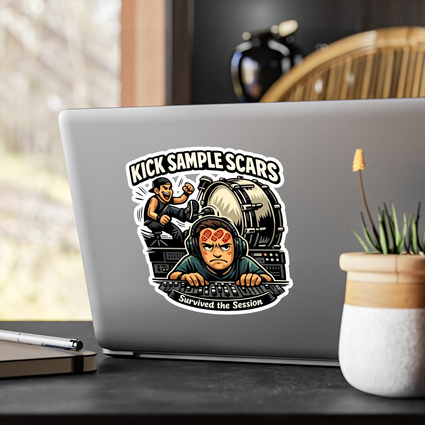 Audio Engineer Sticker "Kick Sample Scars" Waterproof Vinyl decals for Laptop, Water Bottle – Sound Engineer Audio Technician Gear