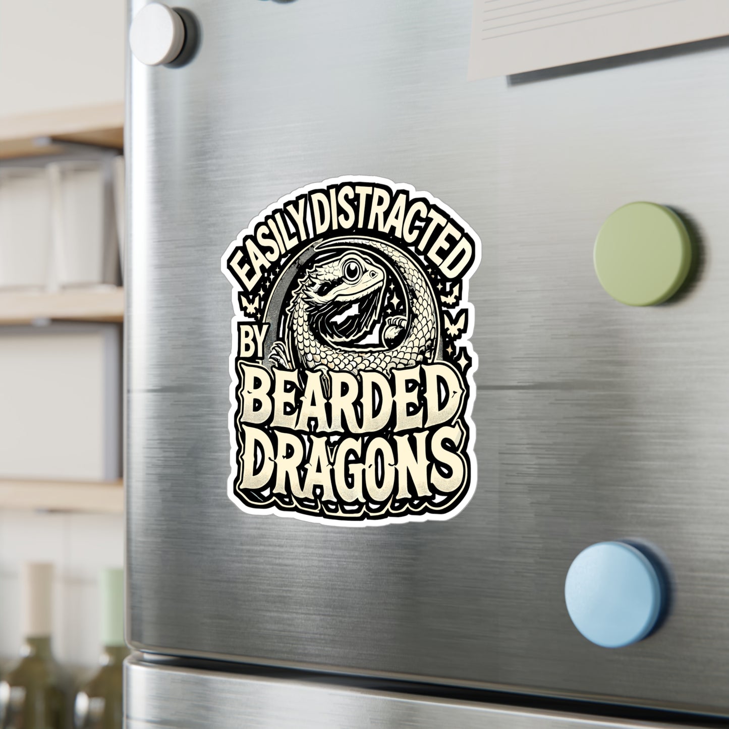 Easily Distracted By Dragons - Lizards Sticker for Laptop Sticker. Water Bottle Sticker, Vinyl Bearded dragon Decal - Lizards Gift