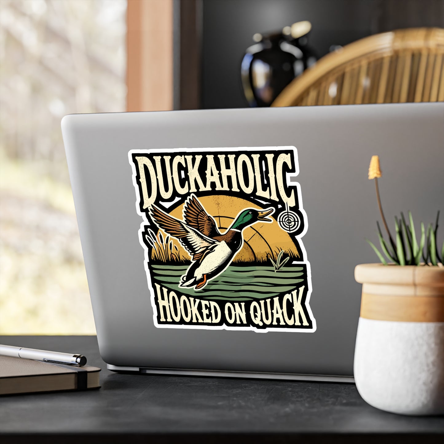 Duckaholic Hooked On Quack - Ducks Sticker for Laptop Sticker. Water Bottle Sticker, Vinyl Hunting Decal - Ducks Gift