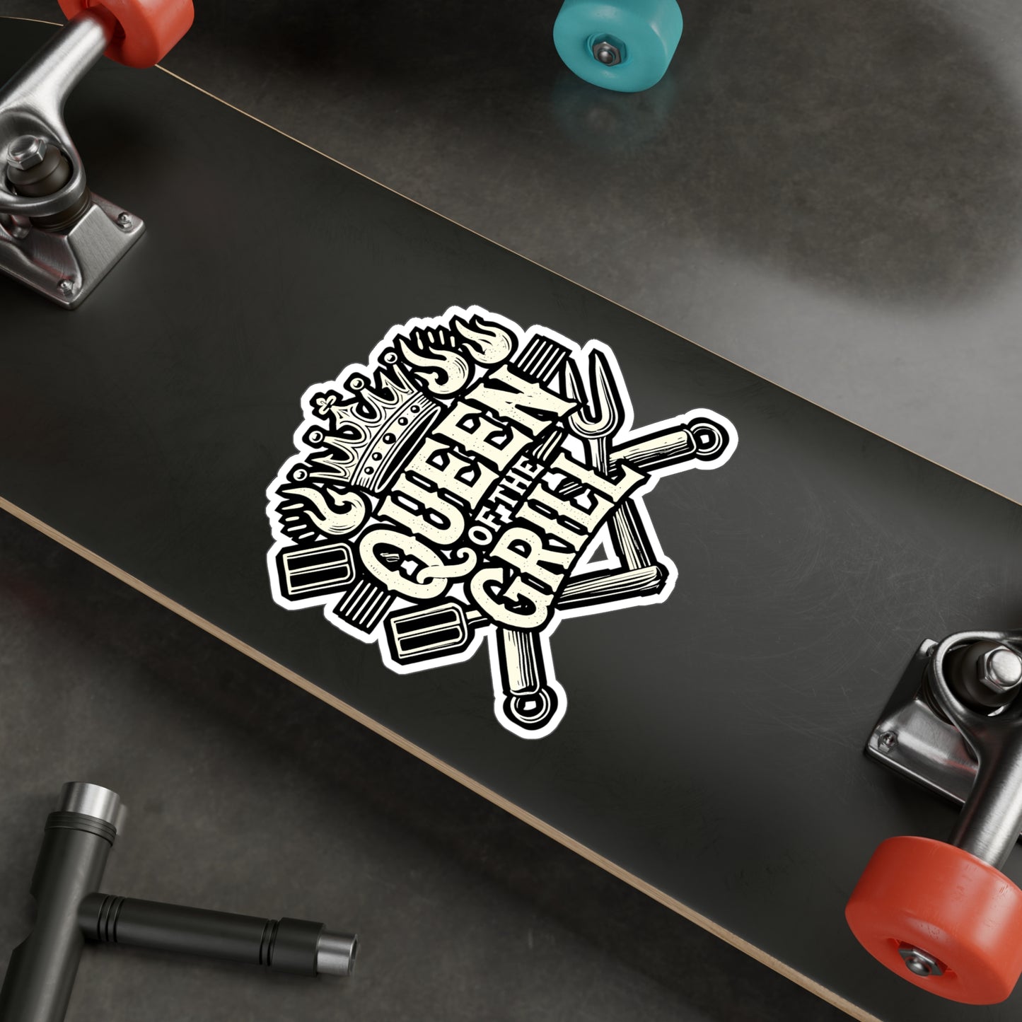 Queen Of The Grill – BBQ Sticker for Car, Laptop, or Water Bottle | Vinyl Steak Decal | Perfect Tailgate Gift for BBQ Lovers