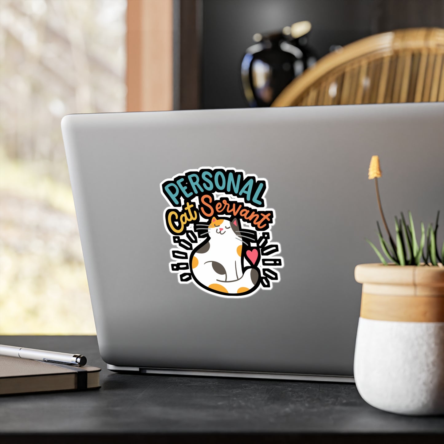 Personal Cat Servant - Cat Sticker for Car Window Laptop Sticker. Water Bottle Sticker, Vinyl Kitty Decal, Pet Sticker - Cat Gift