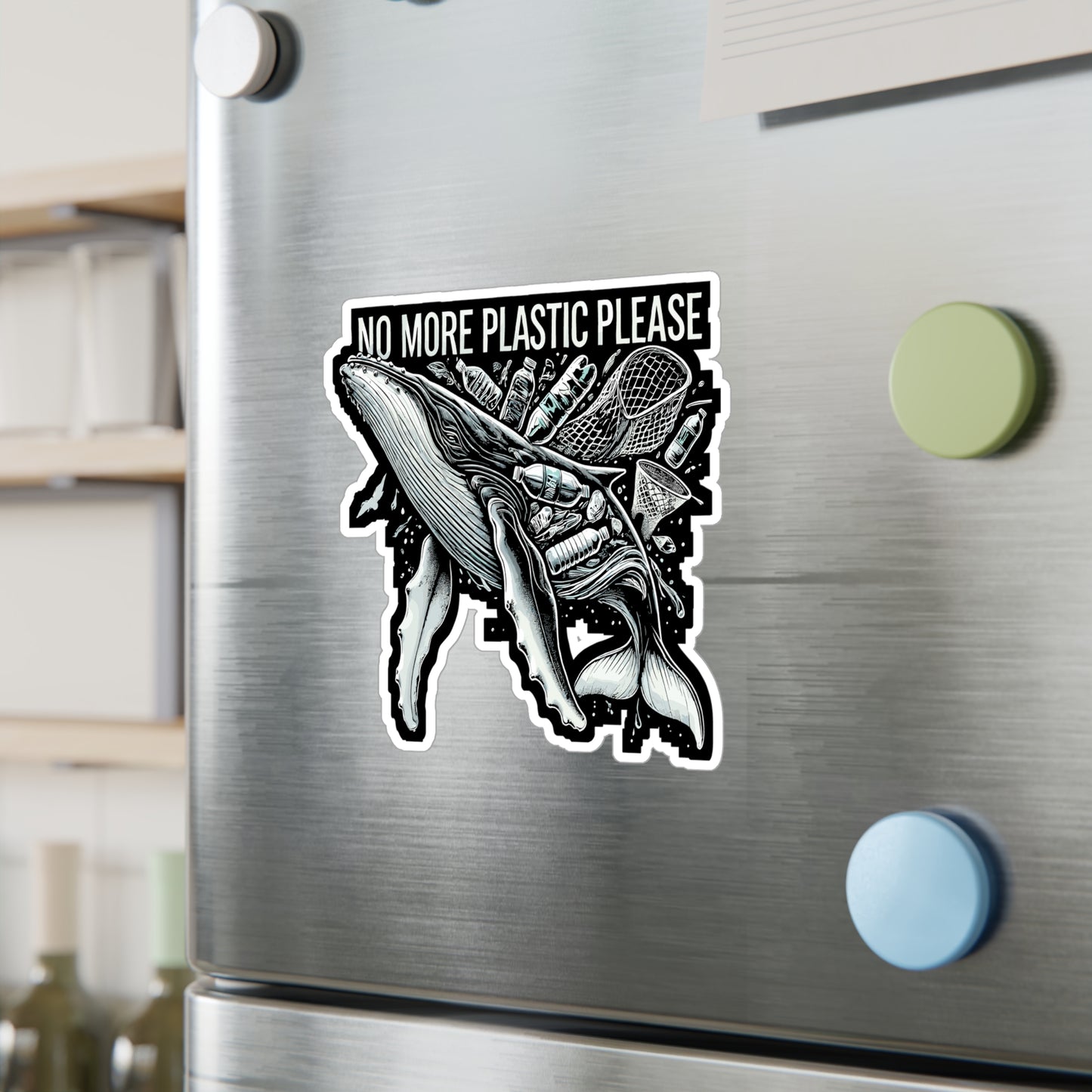 No More Plastic Please - Environment Sticker for Laptop Sticker. Water Bottle Sticker, Vinyl Earth Decal - Environment Gift