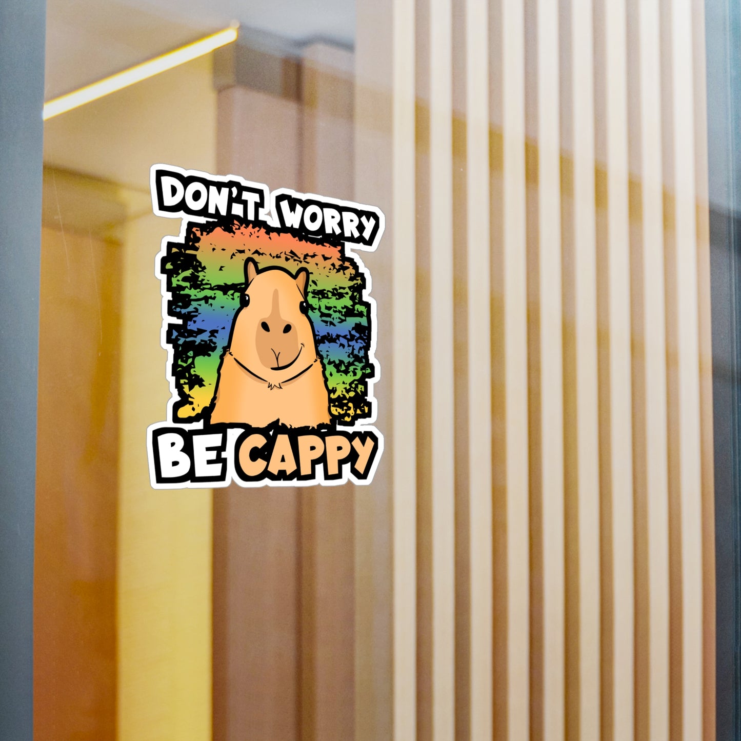 Don't Worry Be Cappy | Capybara Sticker | Capy Decals | Rodent Laptop Sticker | Capybara Gift | Capy Gift