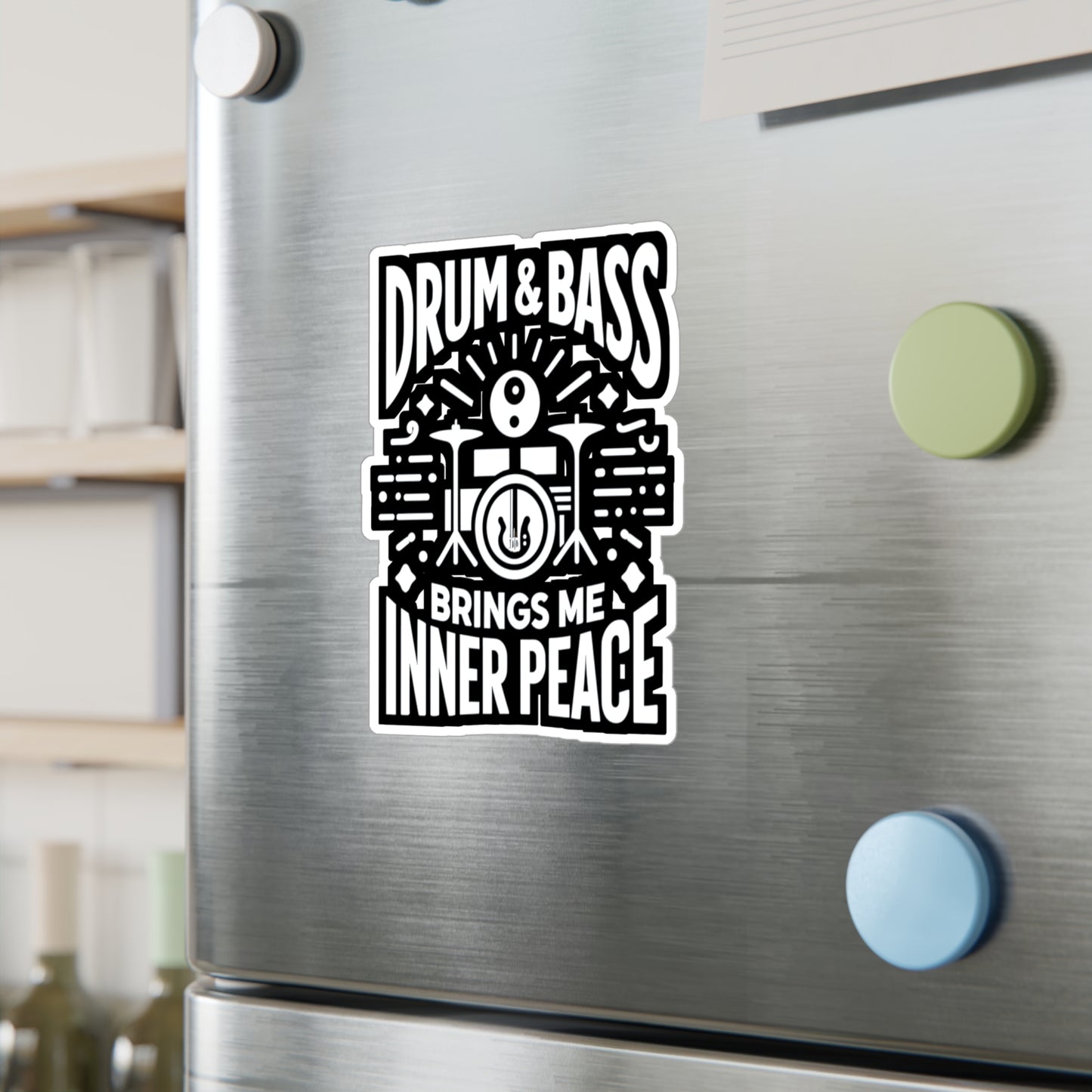 Drum and Bass Brings Me Inner Peace  - Audio-engineer Sticker for Laptop Sticker. Water Bottle Sticker, Vinyl Monitor Decal - Audio-engineer Gift