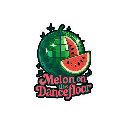 Watermelon Sticker Decals – Melon On The Dancefloor Disco Mirrorball Neon Design, Waterproof Vinyl for Laptop, Water Bottle
