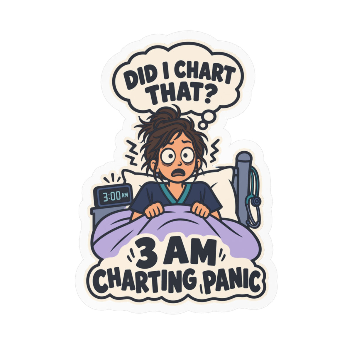 Nurse Sticker 3 AM Charting Panic Decals for Laptop and Water Bottle, Waterproof Vinyl Gift for Nursing Student School Degree
