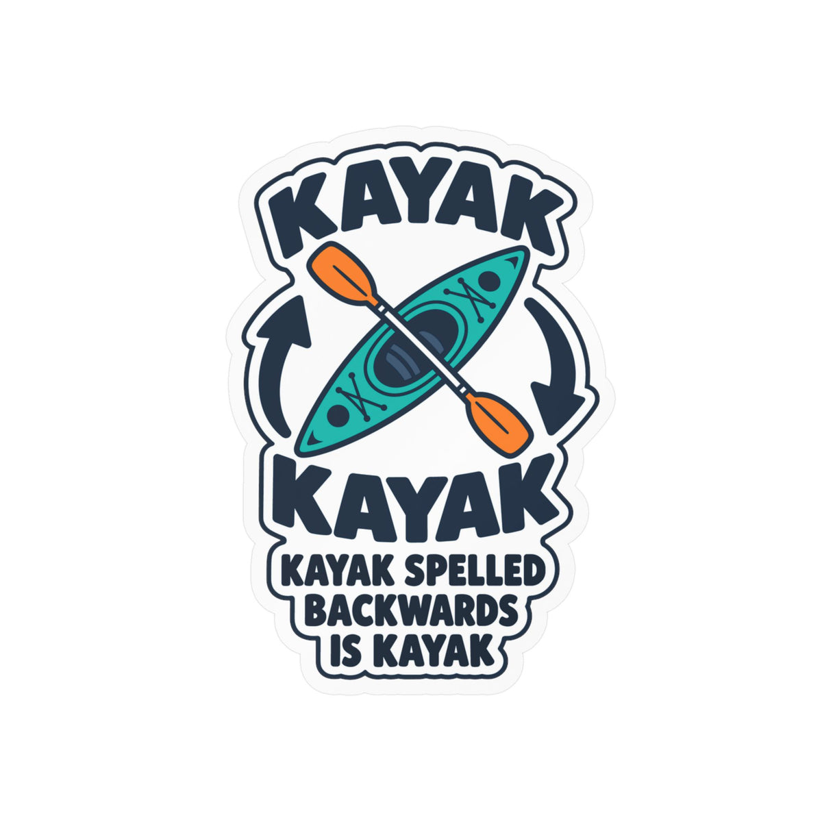 Kayak Sticker - Spelled Backwards Is Kayak, Funny Kayaking and Rowing Decals for Any Kayaker, Laptop or Water Bottle