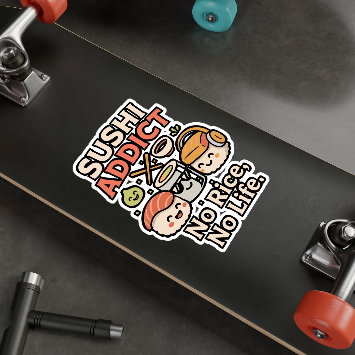 Sushi Addict – No Rice, No Life | Vinyl Sticker for Laptop or Water Bottle | Japanese Food Lover Gift