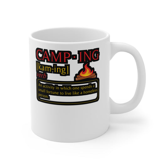 Camping Definition - Camping Mug for Coffee 11oz. Camping Cup, White ceramic, Camper Mug, Campfire Tea Cup - Camping Gift