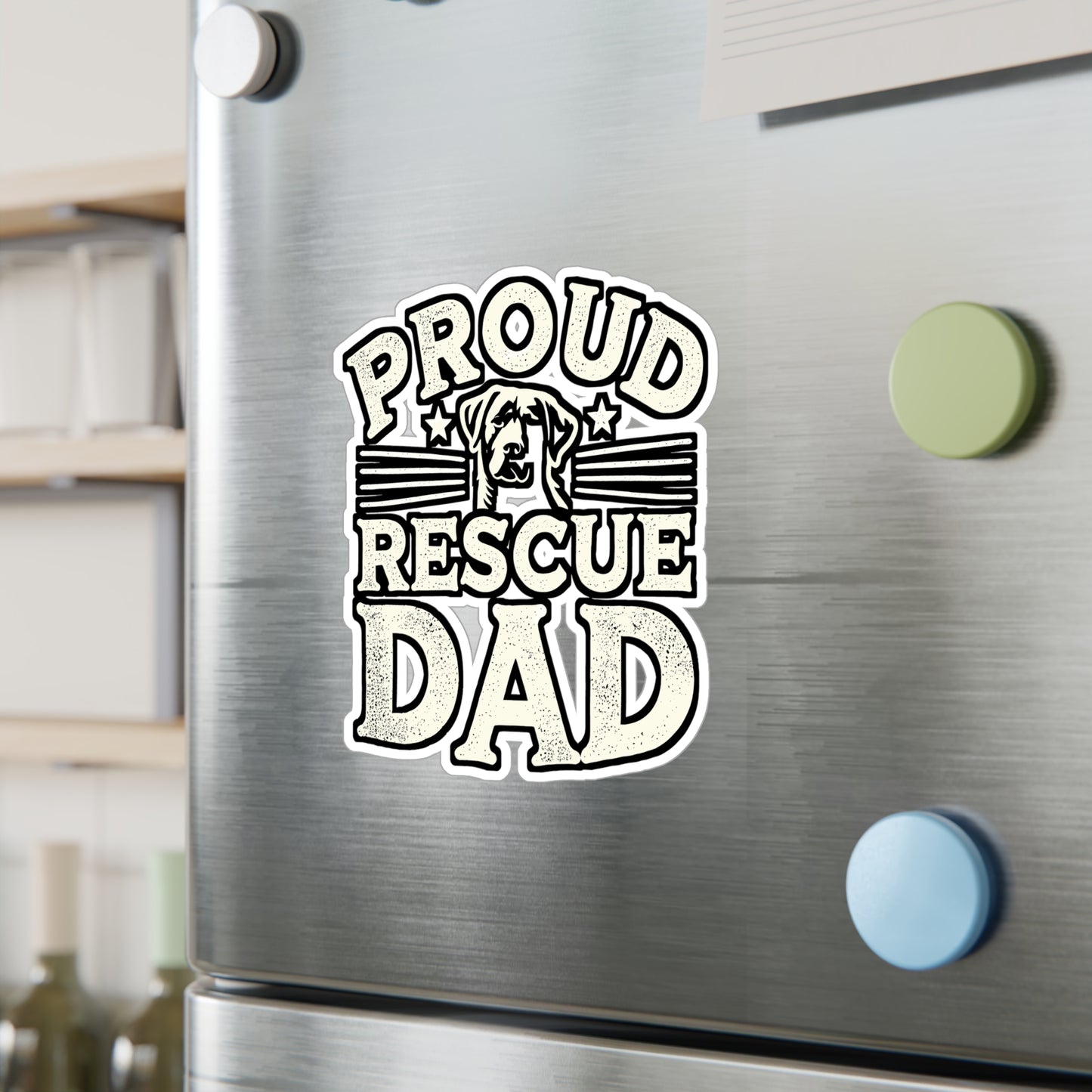 Proud Rescue Dad – Dog Rescuer Sticker | Vinyl Decal for Laptop or Water Bottle | Animal Rights Gift for Men