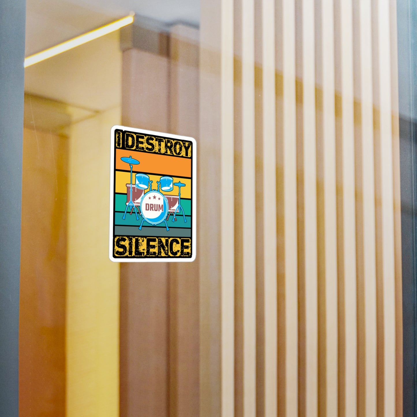 I Destroy Silence - Drums Sticker for Car Window Laptop Sticker, Water Bottle Sticker, Vinyl Drummer Decal, Drum kit Sticker - Drums Gift