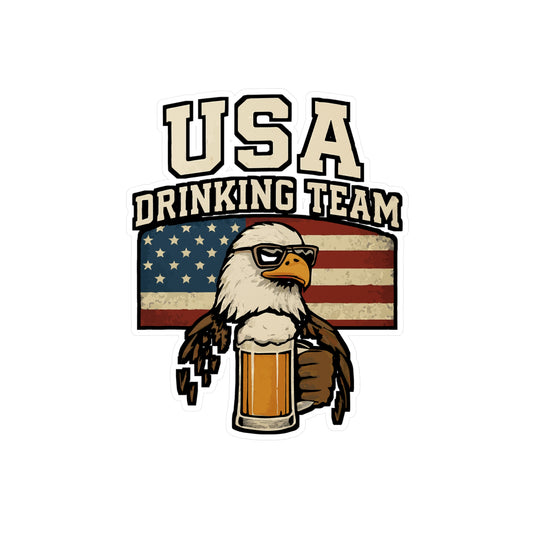 USA Drinking Team – Funny America Sticker for Car, Laptop, Water Bottle & Party Lover Gifts