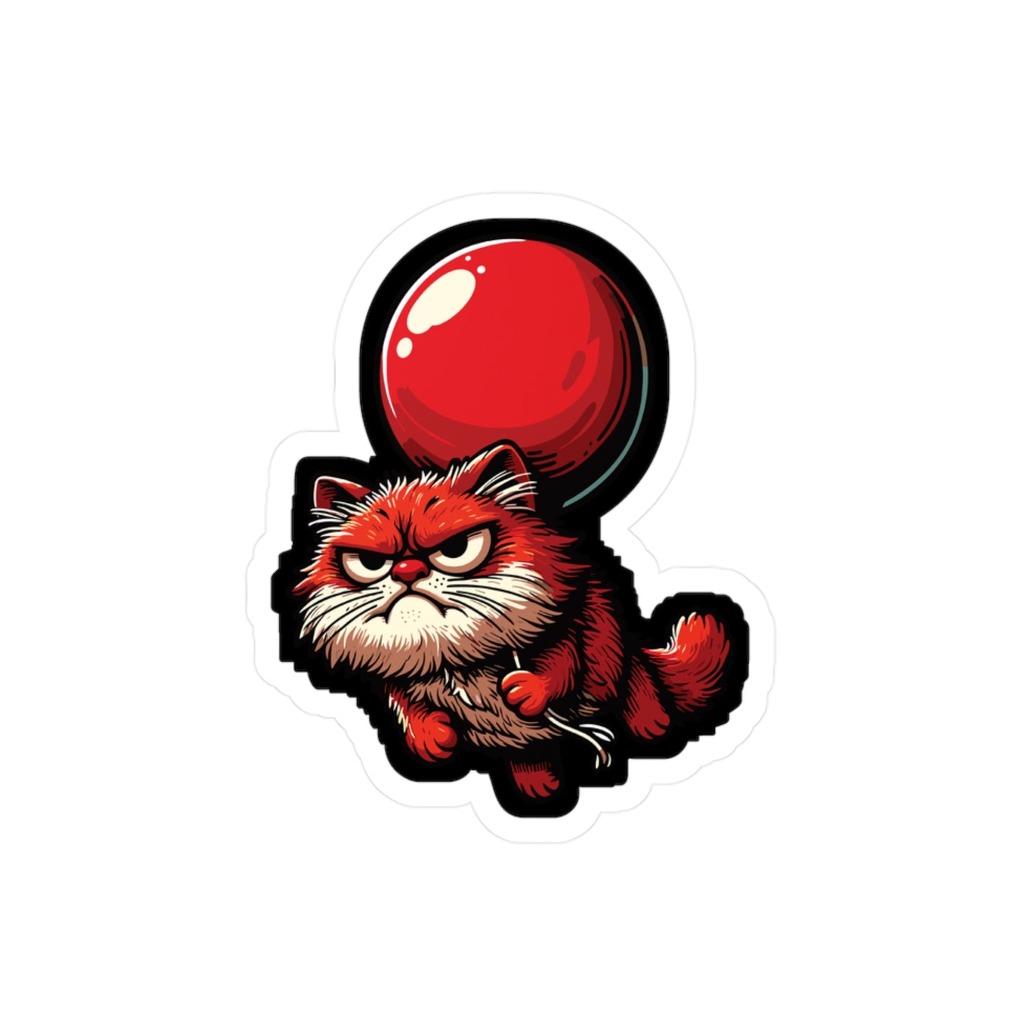 Cat with Balloon - Cat Sticker for Car Window Laptop Sticker. Water Bottle Sticker, Vinyl Balloon Decal, Floating Sticker - Cat Gift