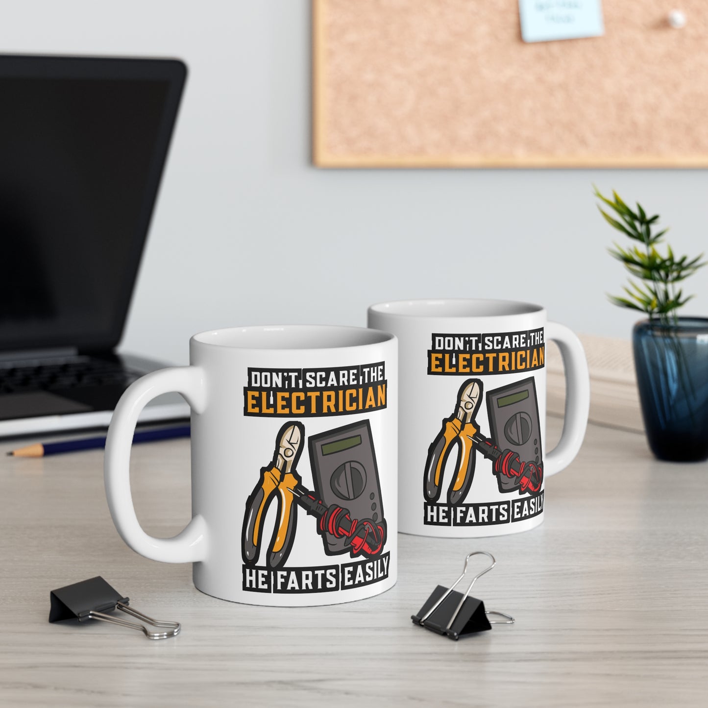 Don't Scare The Electrician - Electrician Mug for Coffee 11oz. Electrician Cup, White ceramic, Stripper Mug - Electrician Gift