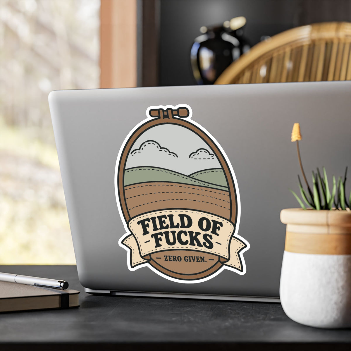 Embroidery Sticker - Field Of Fucks Design for Needlework and Stitching Fans, Crafting Decals for Laptop or Water Bottle