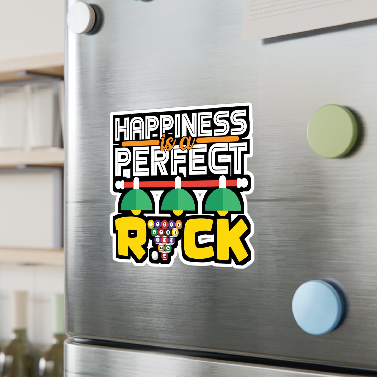 Happiness is a Perfect Rick - Billiards Sticker for Laptop Sticker. Water Bottle Sticker, Vinyl Pool Decal - Billiards Gift