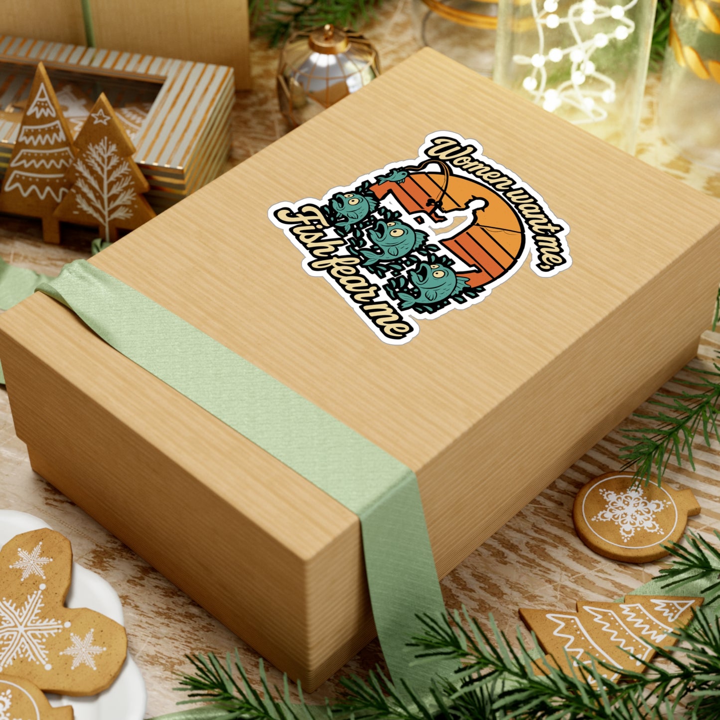 Fishing Sticker – "Women Want Me, Fish Fear Me" Decals for Angler, Fisherman, Angling, Waterproof Vinyl for Laptop, Water Bottle