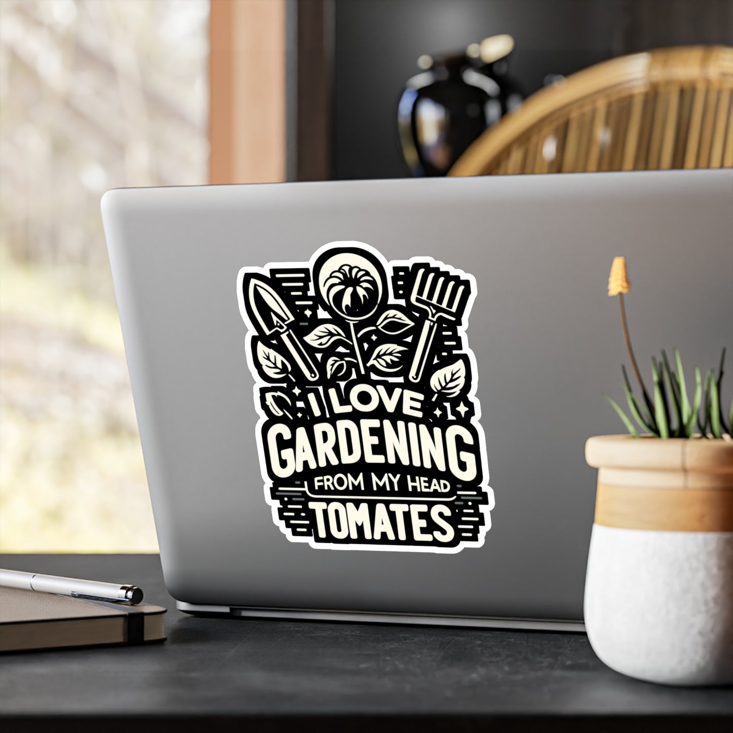 I Love Gardening From My Head Tomatoes - Gardening Sticker for Laptop Sticker. Water Bottle Sticker, Vinyl Landscaper Decal - Gardening Gift