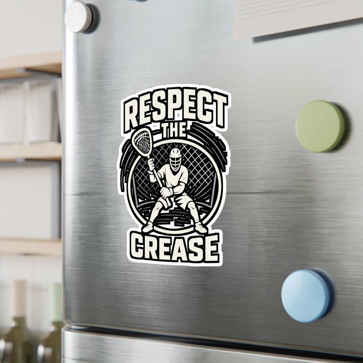 Lacrosse Sticker – Respect the Crease Decals, Waterproof Vinyl Sports Team Ball Decor for Laptop, Water Bottle, Durable and Easy to Apply