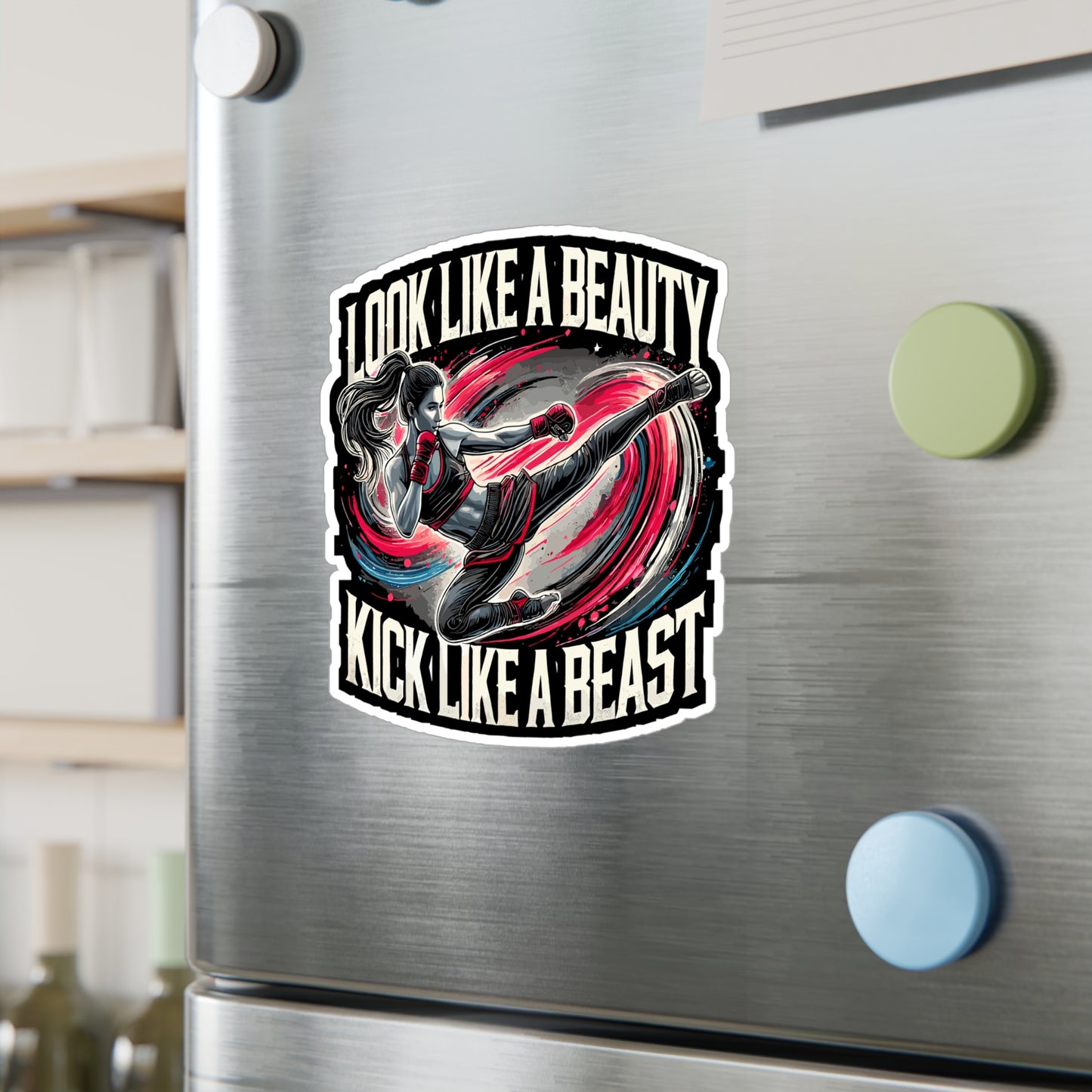 Look Like A Beauty Kick Like A Beast - Martial arts Sticker for Laptop Sticker. Water Bottle Sticker, Vinyl Strong women Decal - Martial arts Gift