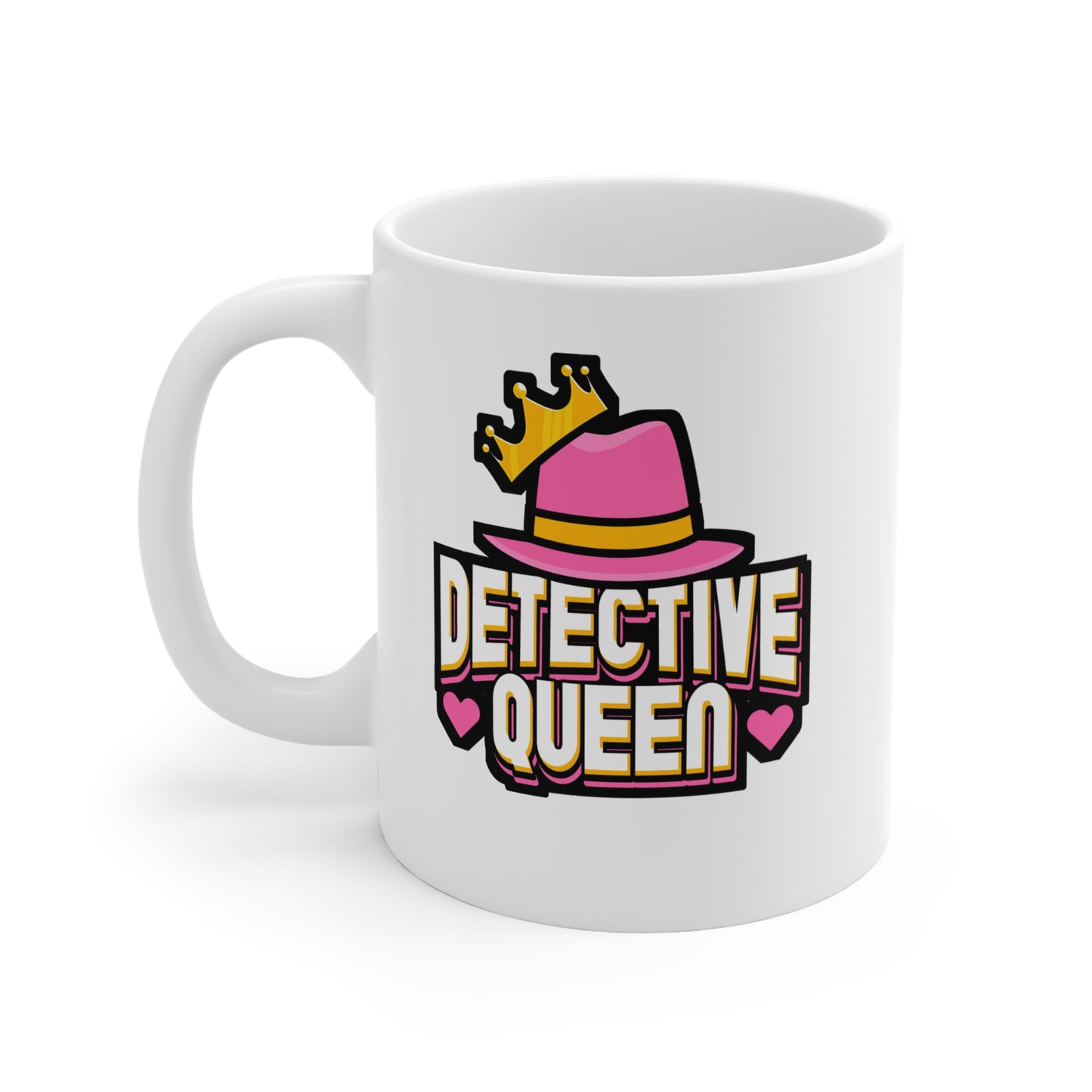 Detective Queen - Detective Mug for Coffee 11oz. Detective Cup, White ceramic, Spying Mug, Investigator Tea Cup - Detective Gift