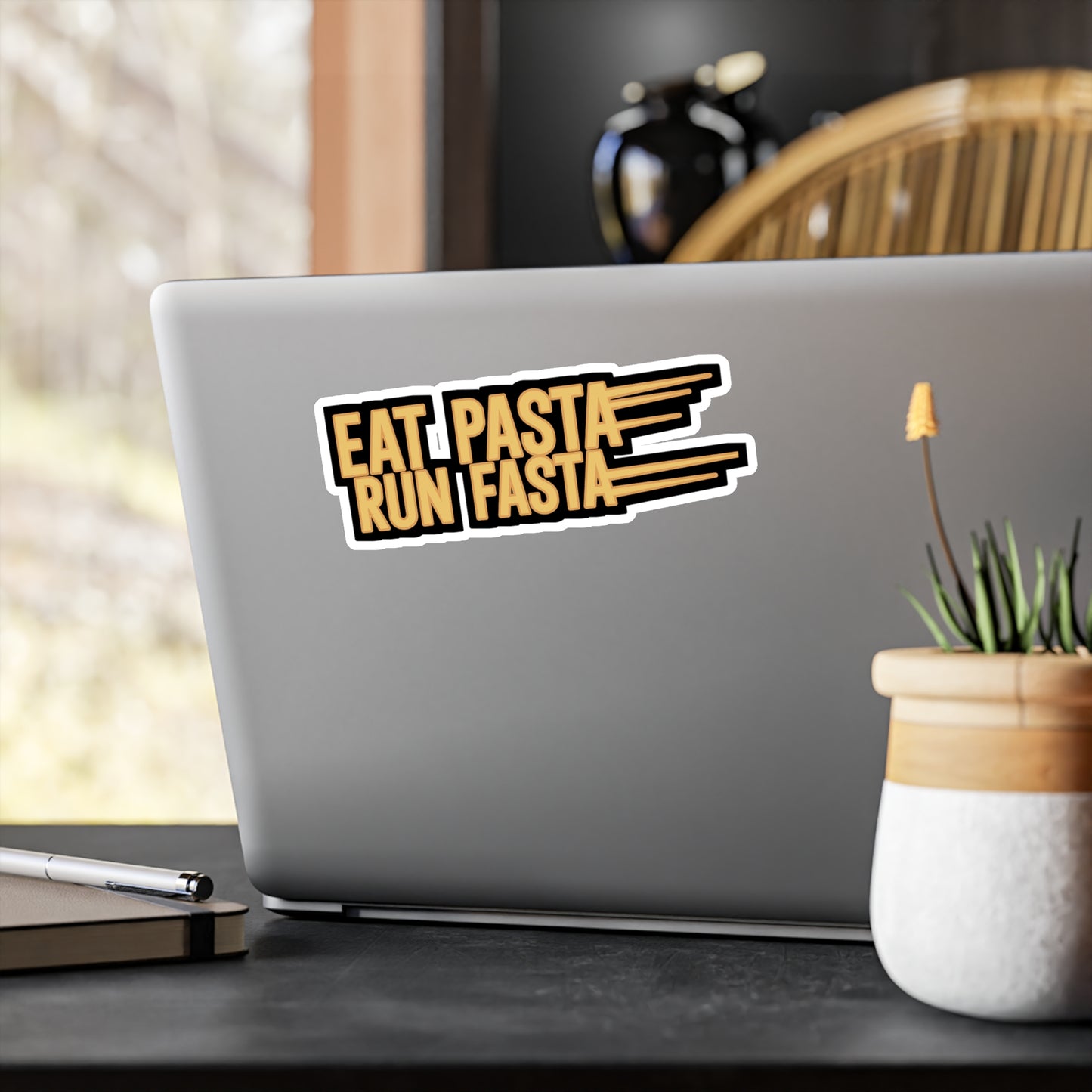 Eat pasta run fasta - Mac n cheese Sticker for Wall, Laptop, Window, Truck, Car Mac n cheese Gift Vinyl Mac & cheese Decal Sticker