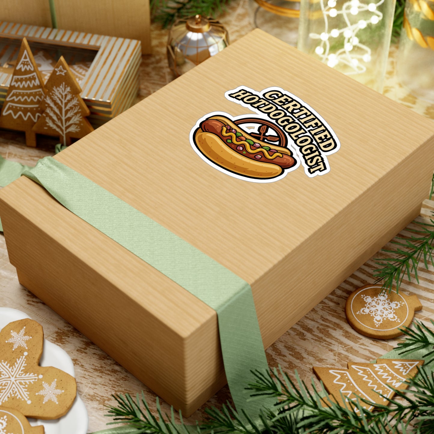 Certified Hotdogologist - Hotdog Sticker for Laptop, Water Bottle - Funny Gift for Food Lovers, Hot Dog Fans, Friends