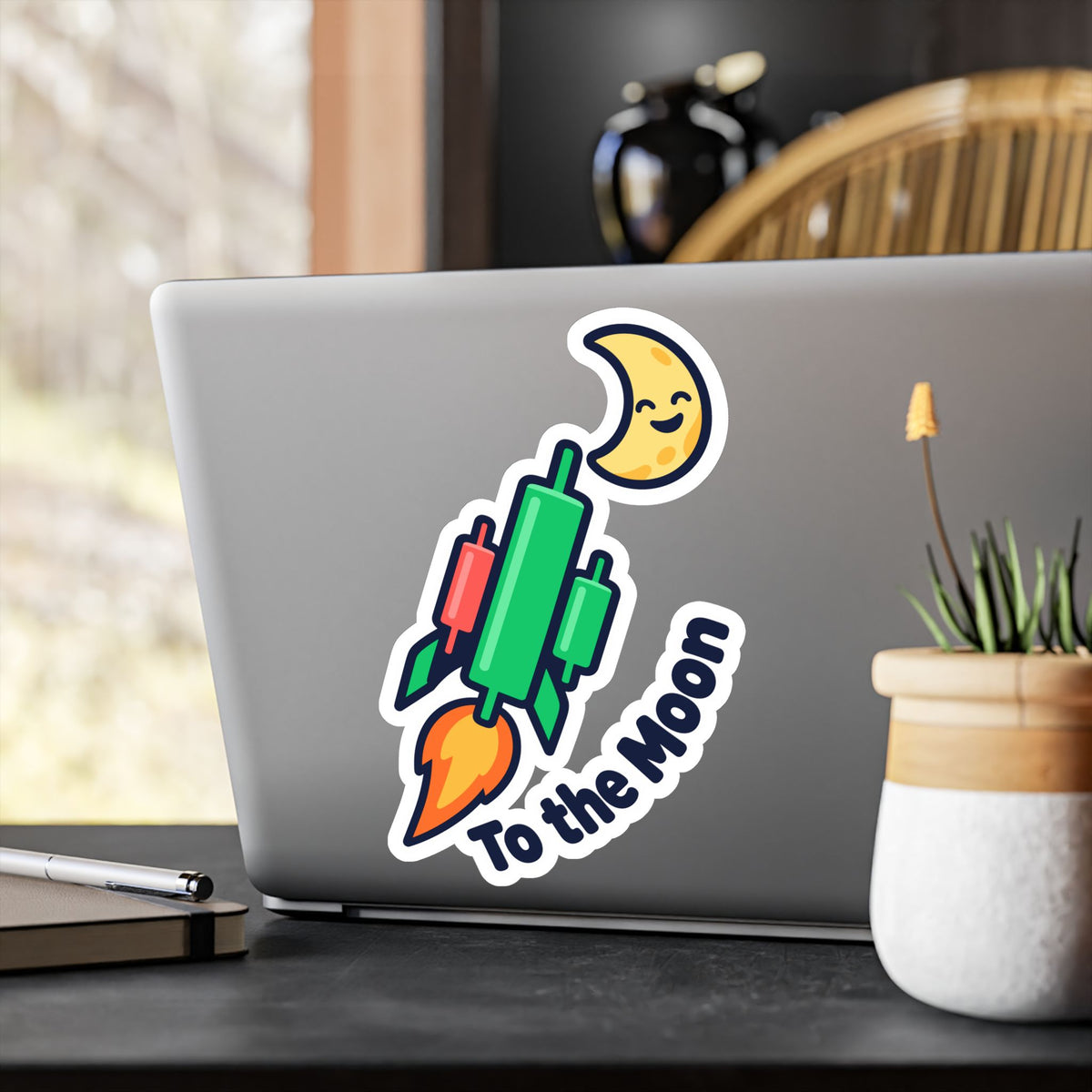Day Trading Sticker – To the Moon Decals for Stock Market and Forex Traders, Laptop & Water Bottle