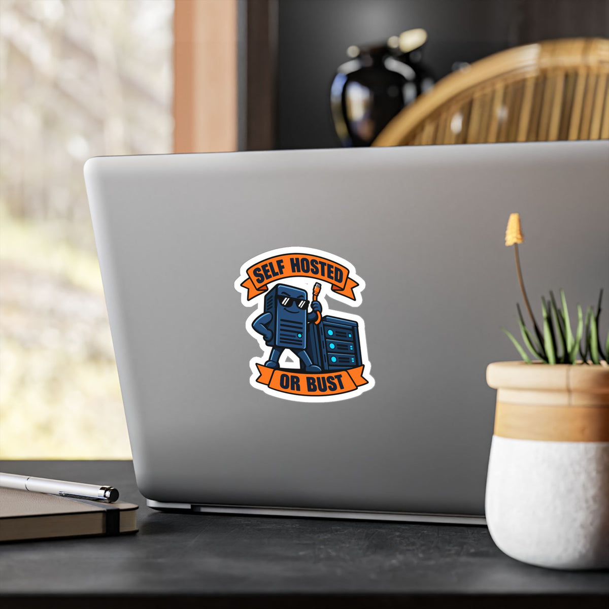 Server Sticker – Self Hosted Or Bust Sunglasses Design, Decals for Home Network Fans and Laptops