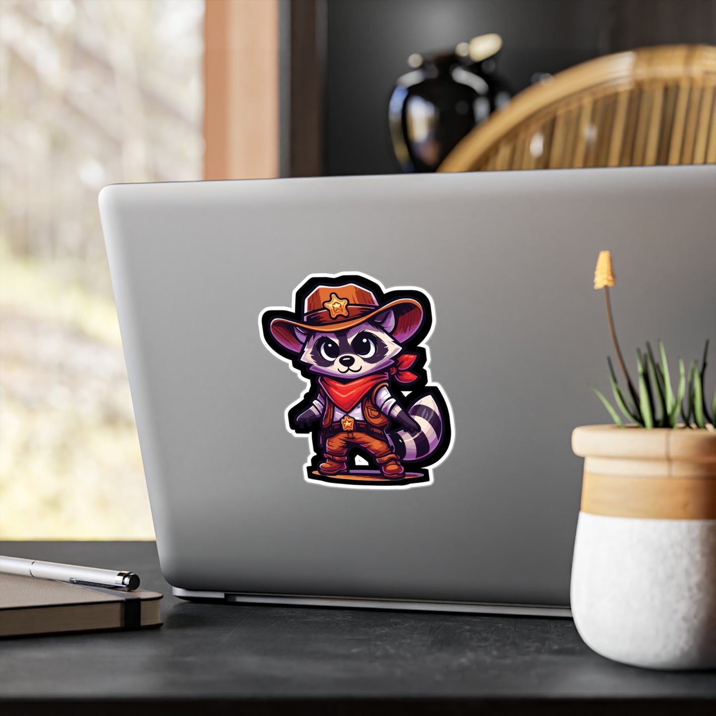 Raccoon Cowboy - Raccoon Sticker for Car Window Laptop Sticker. Water Bottle Sticker, Vinyl Cowboy Decal, Bandana Sticker - Raccoon Gift