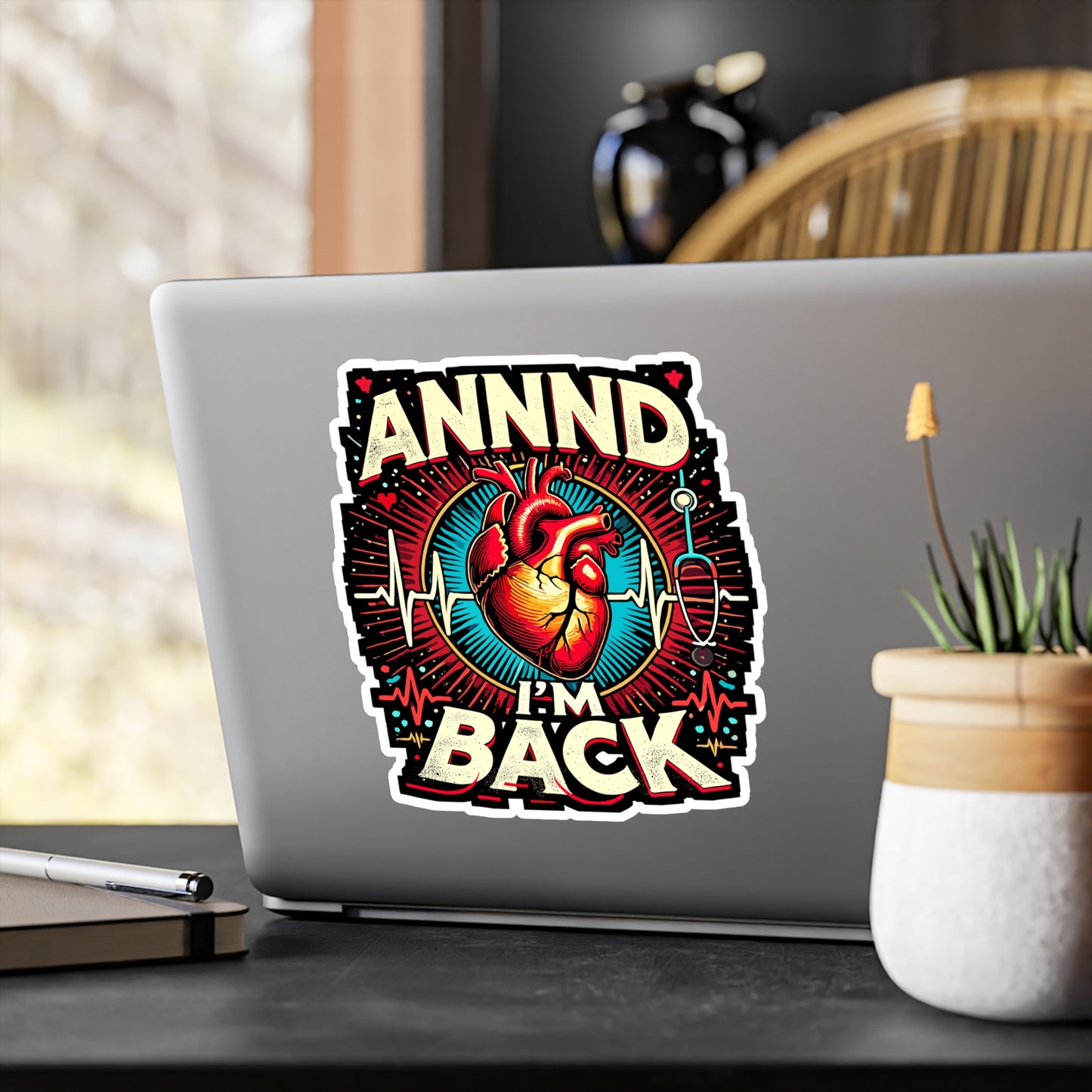 Annnd I'm Back - Heart Sticker for Car Window Laptop Sticker. Water Bottle Sticker, Vinyl Comeback Decal, Medical Sticker - Heart Gift