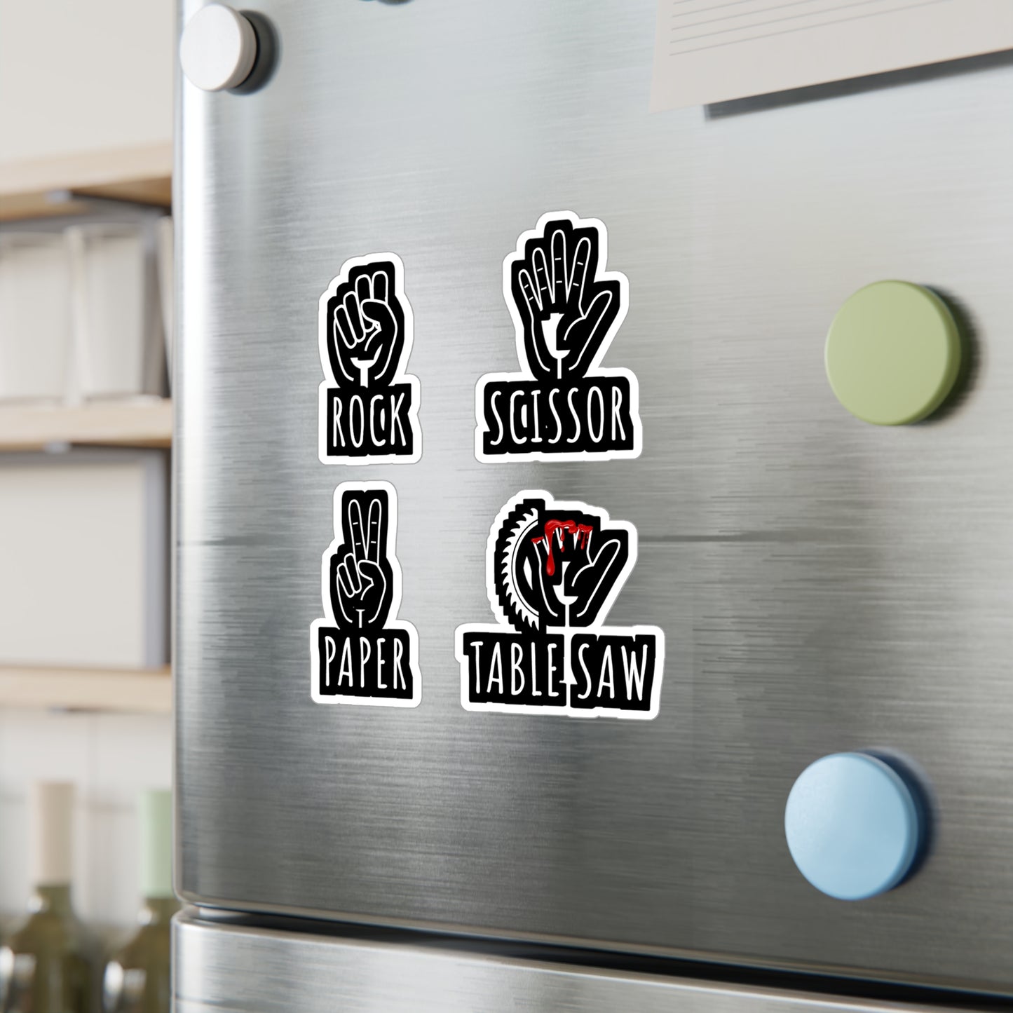 Rock Paper Scissor Table Saw - Carpenter Sticker for Laptop Sticker. Water Bottle Sticker, Vinyl Woodworker Decal - Carpenter Gift